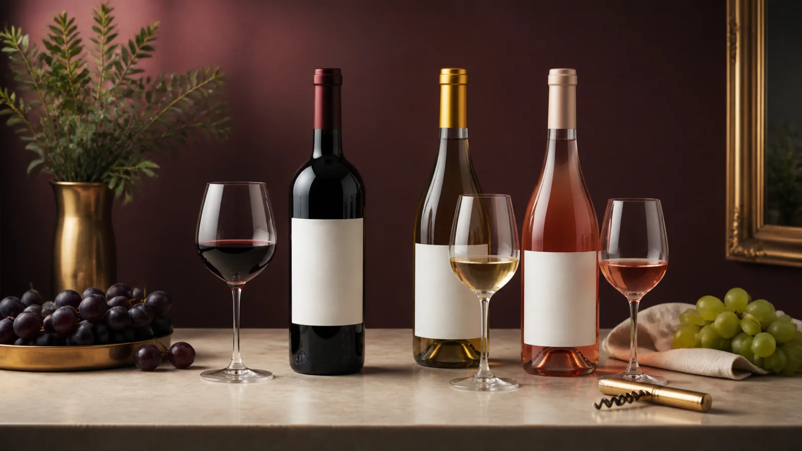 Vinos tranquilos y espumosos preparados para comparar