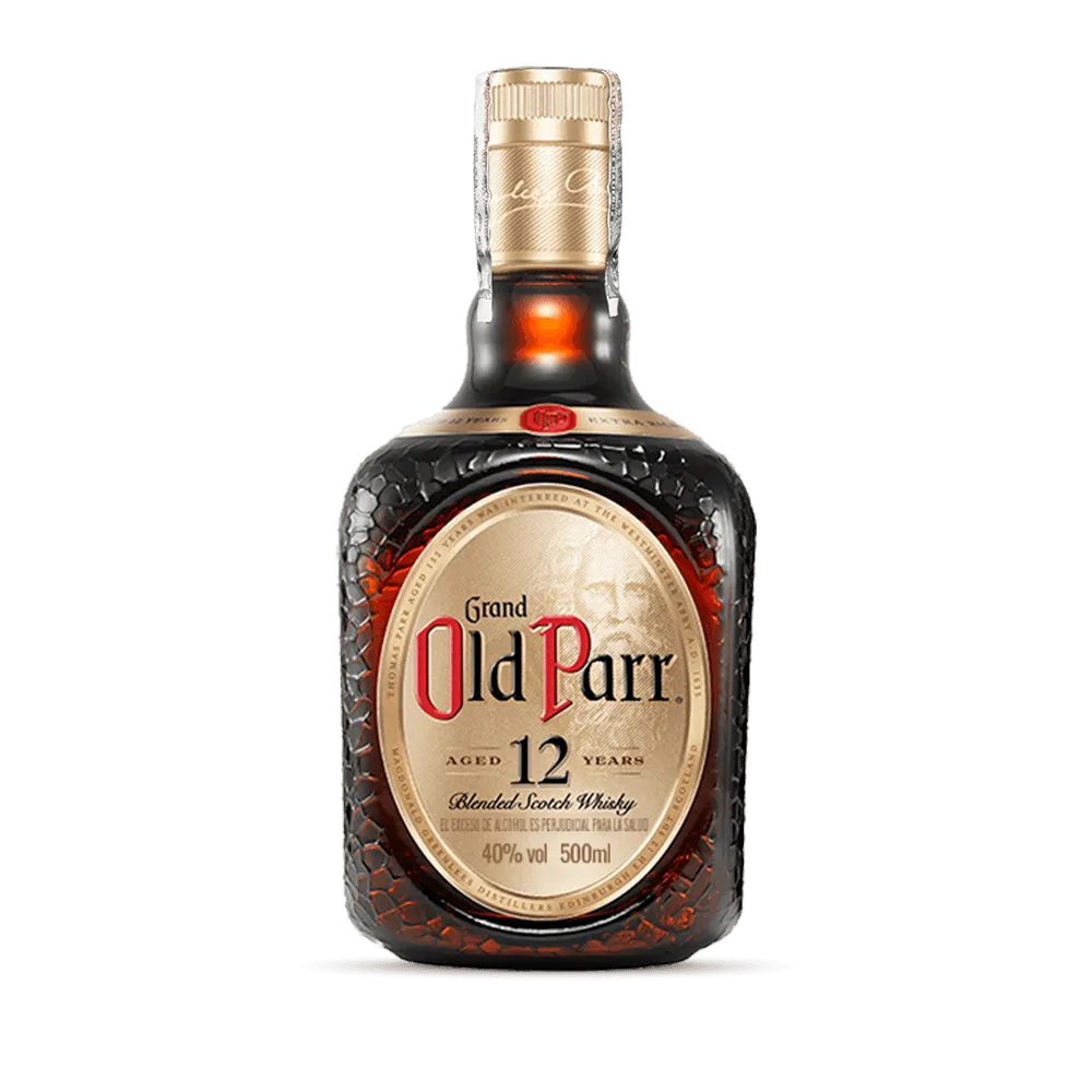 Whisky Old Parr 12 años - botella completa de frente