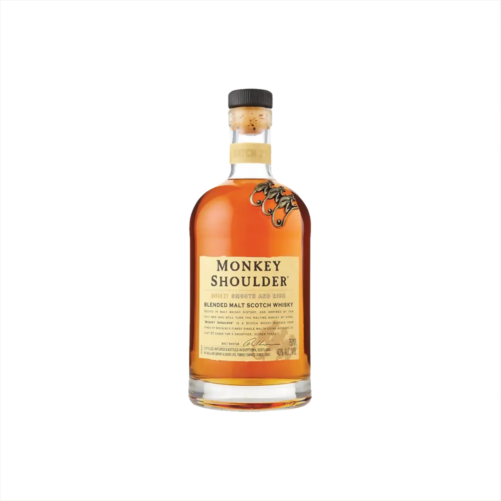 Whisky Monkey Shoulder - botella completa de frente