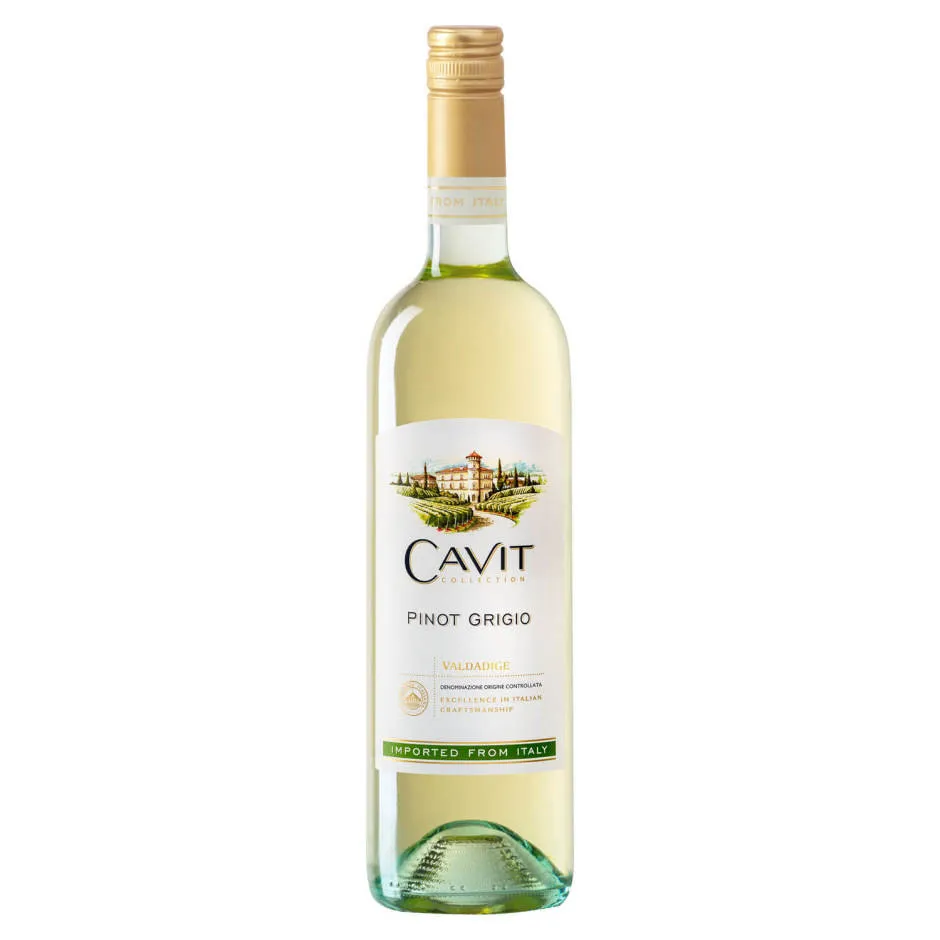 Vino blanco Cavit pinot grigio valdadige - botella completa de frente