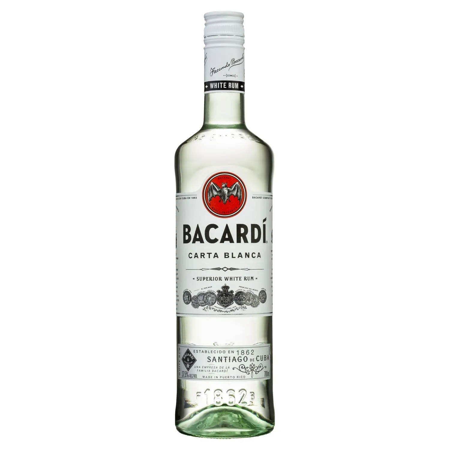 Ron Bacardi Ron Bacardi Blanco 700 ml - botella completa de frente
