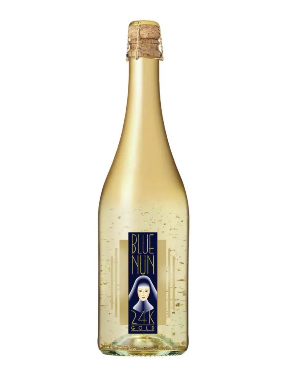 Vino Blue Nun 24K Gold Edition - botella completa de frente