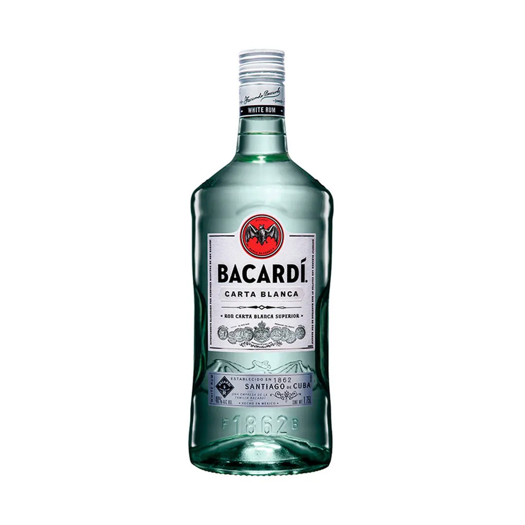 Ron Bacardi Blanco Garrafa 1750 ml - botella completa de frente