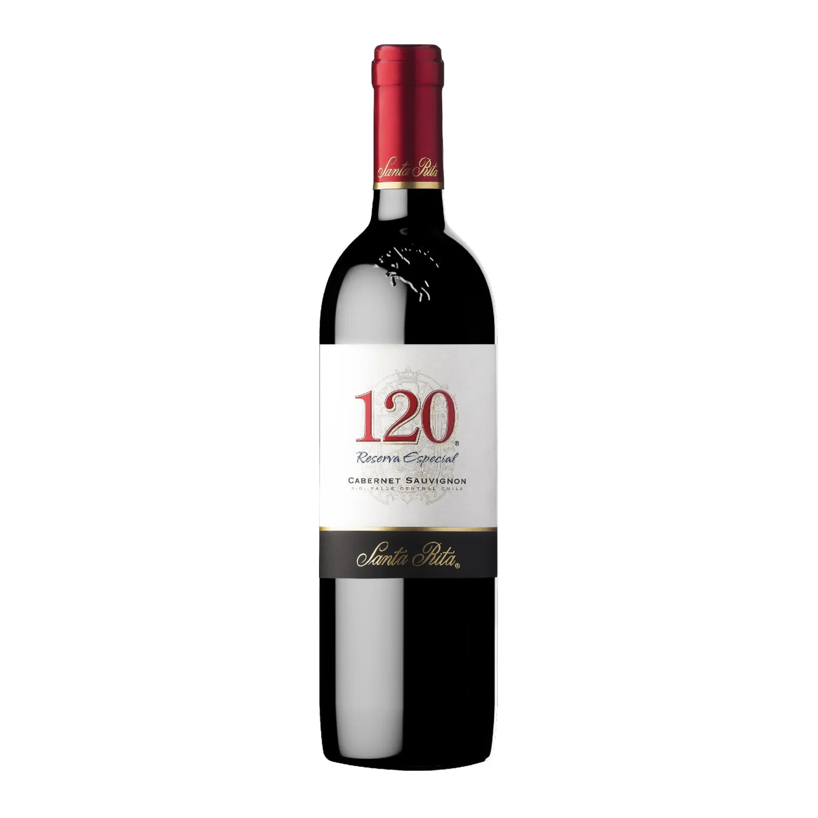 Vino tinto Santa Rita 120 Cabernet Sauvignon - botella completa de frente