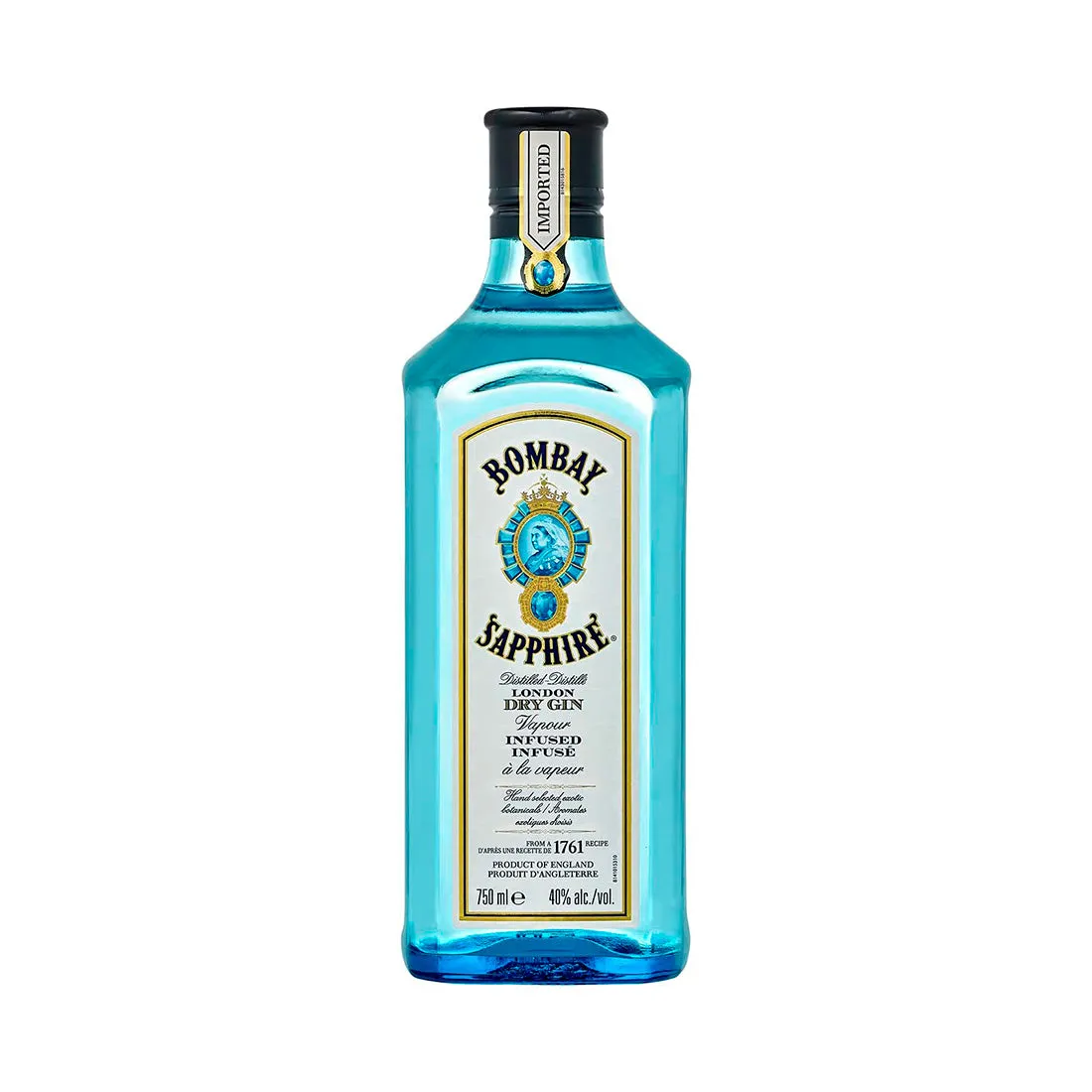 Ginebra Bombay Sapphire 750 ml - botella completa de frente