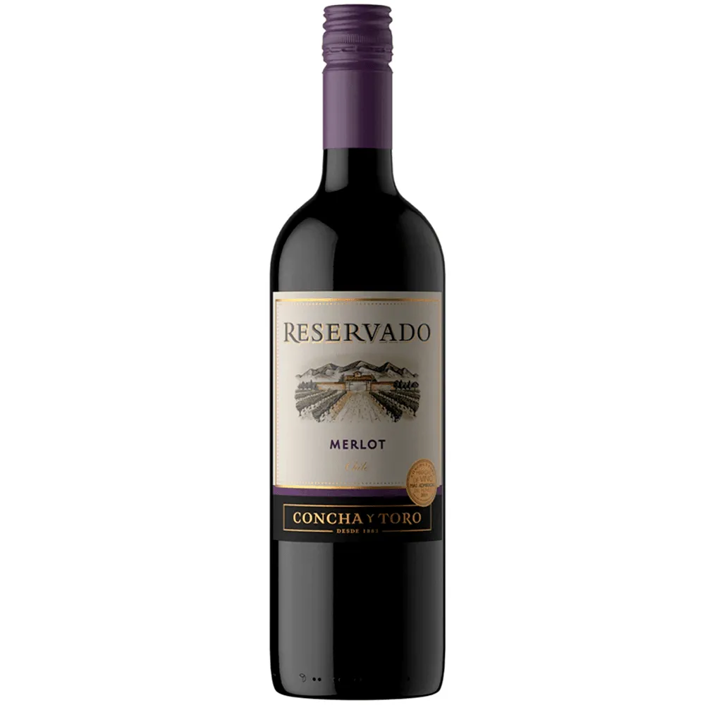 Vino tinto Reservado merlot concha y toro - botella completa de frente