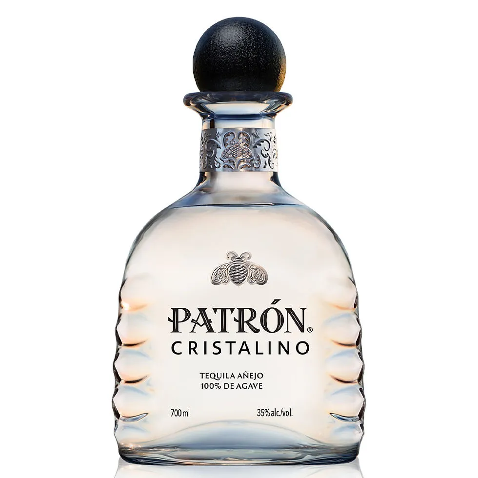 Tequila Patron Tequila Cristalino Añejo - botella completa de frente