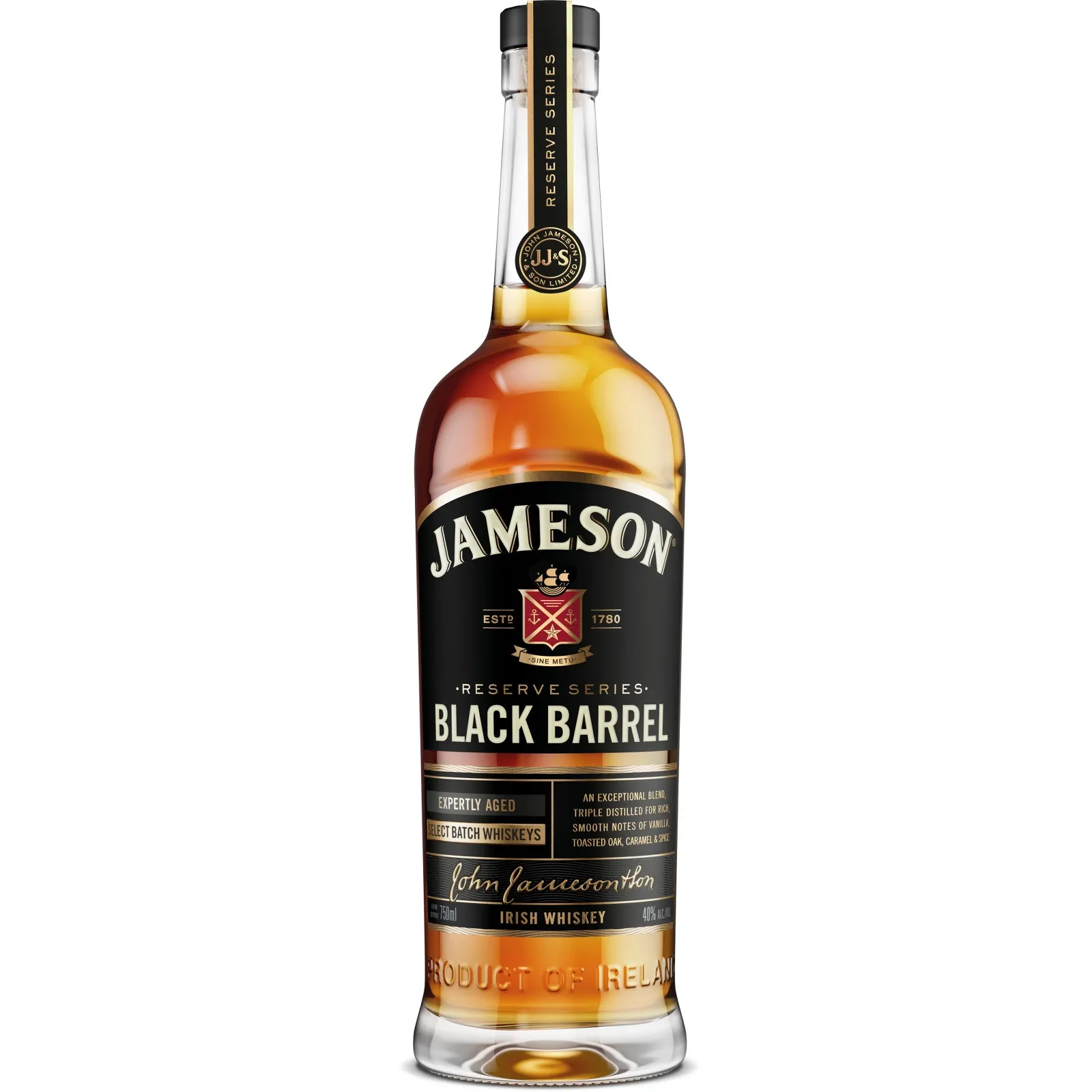 Whisky Jameson Black Barrel - botella completa de frente
