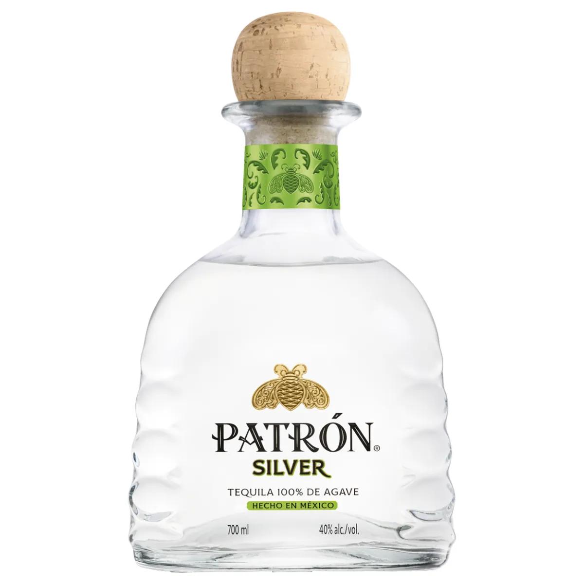 Tequila Patrón Tequila Silver - botella completa de frente