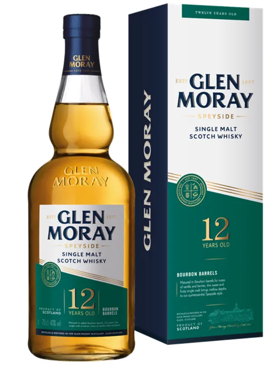 Glen Moray 12 Single Malt 700 ml - botella completa de frente