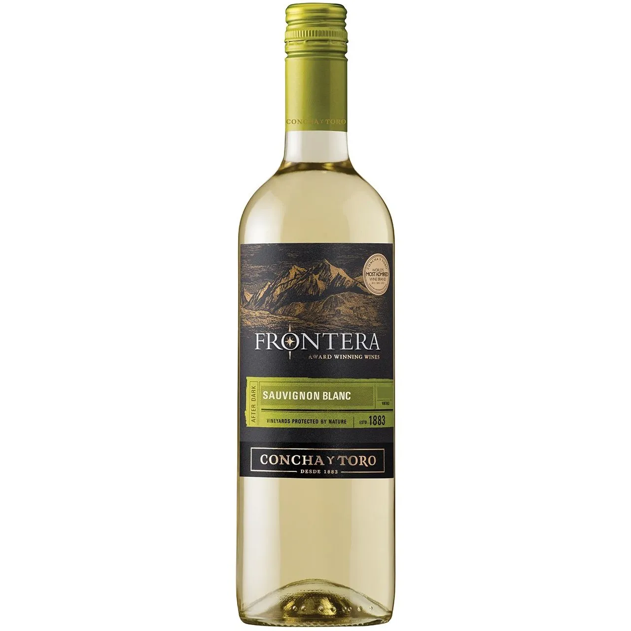 Vino Frontera blanco sauvignon concha y toro - botella completa de frente