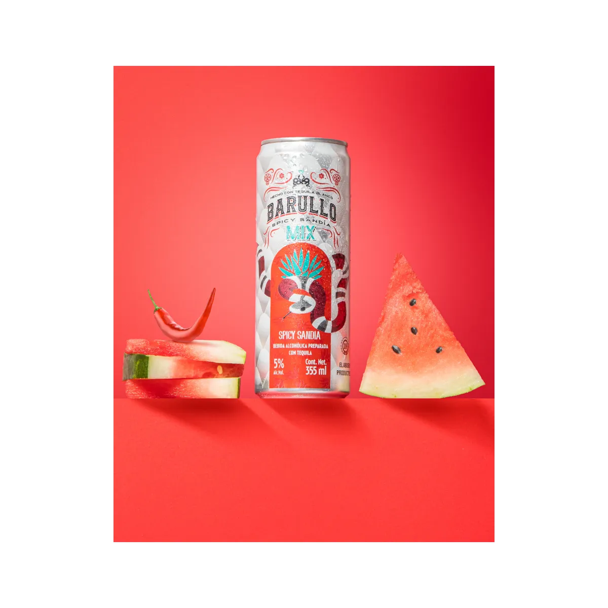 Barullo Mix Spicy Sandía 355 ml — botella completa de frente