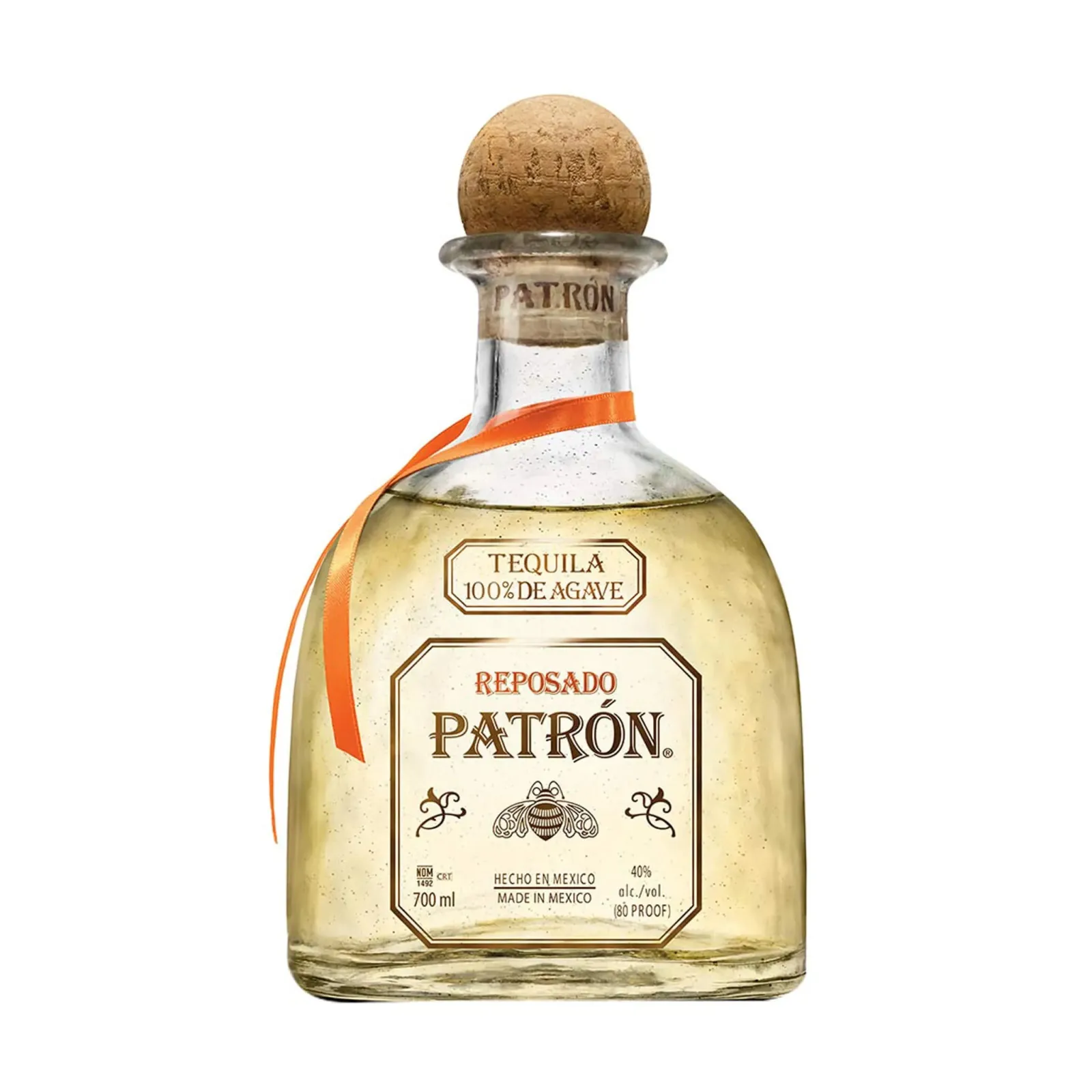 Tequila Patron Reposado - botella completa de frente