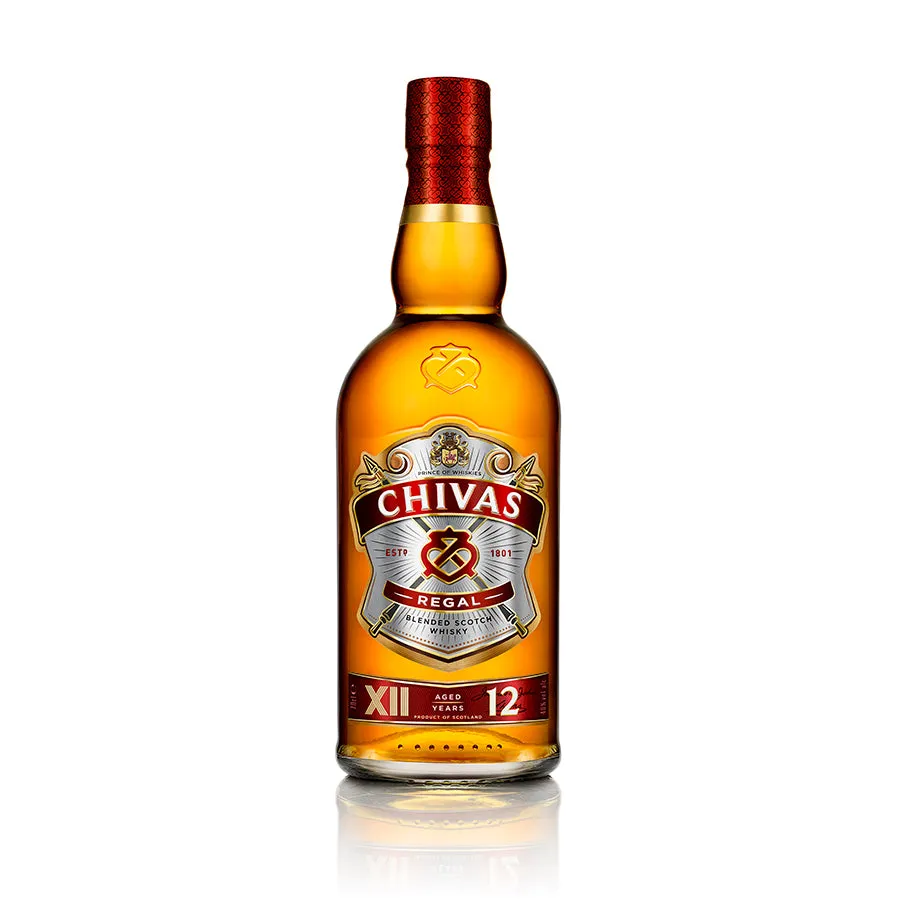 Whisky Chivas Regal 12 años - botella completa de frente
