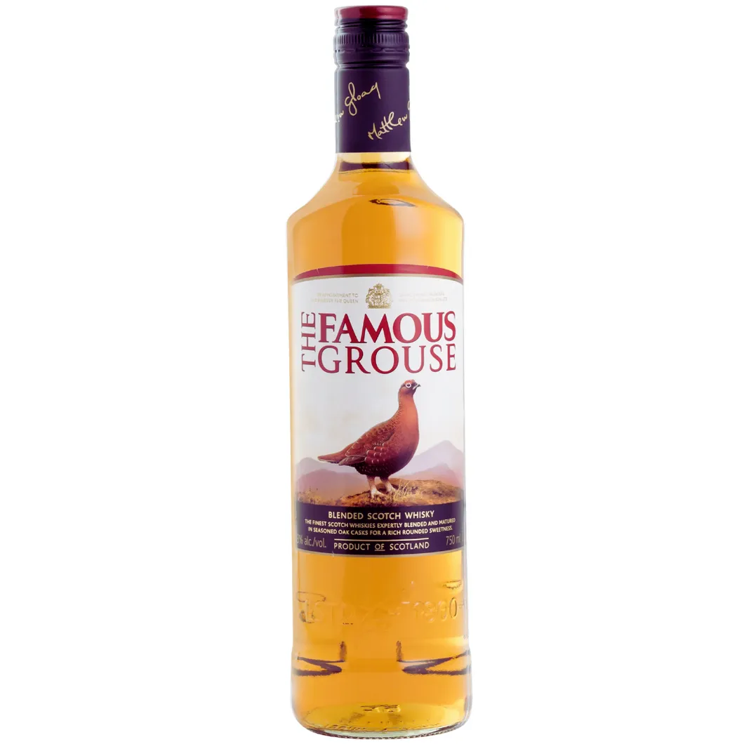 Whisky The Famous Grouse - botella completa de frente