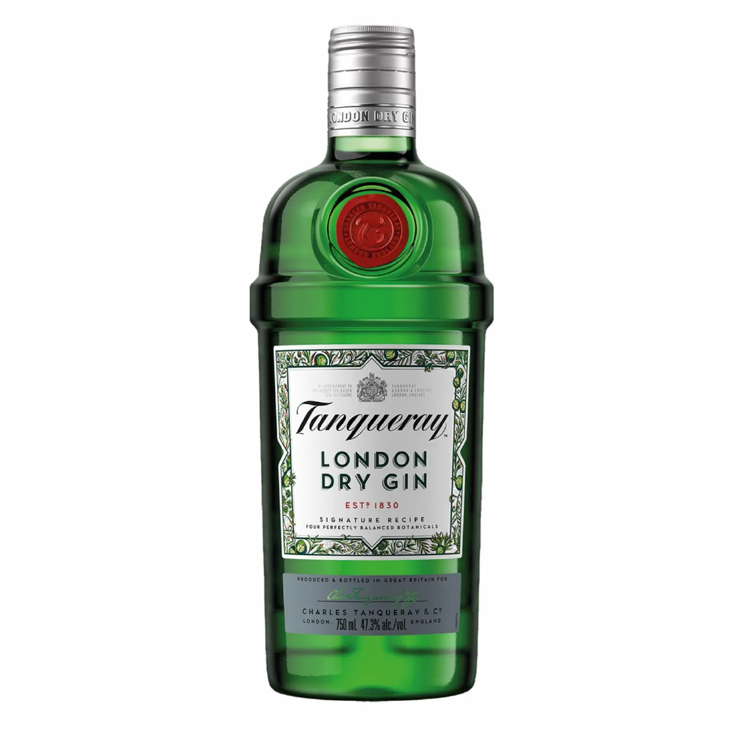 Ginebra Tanqueray London Dry Gin - botella completa de frente