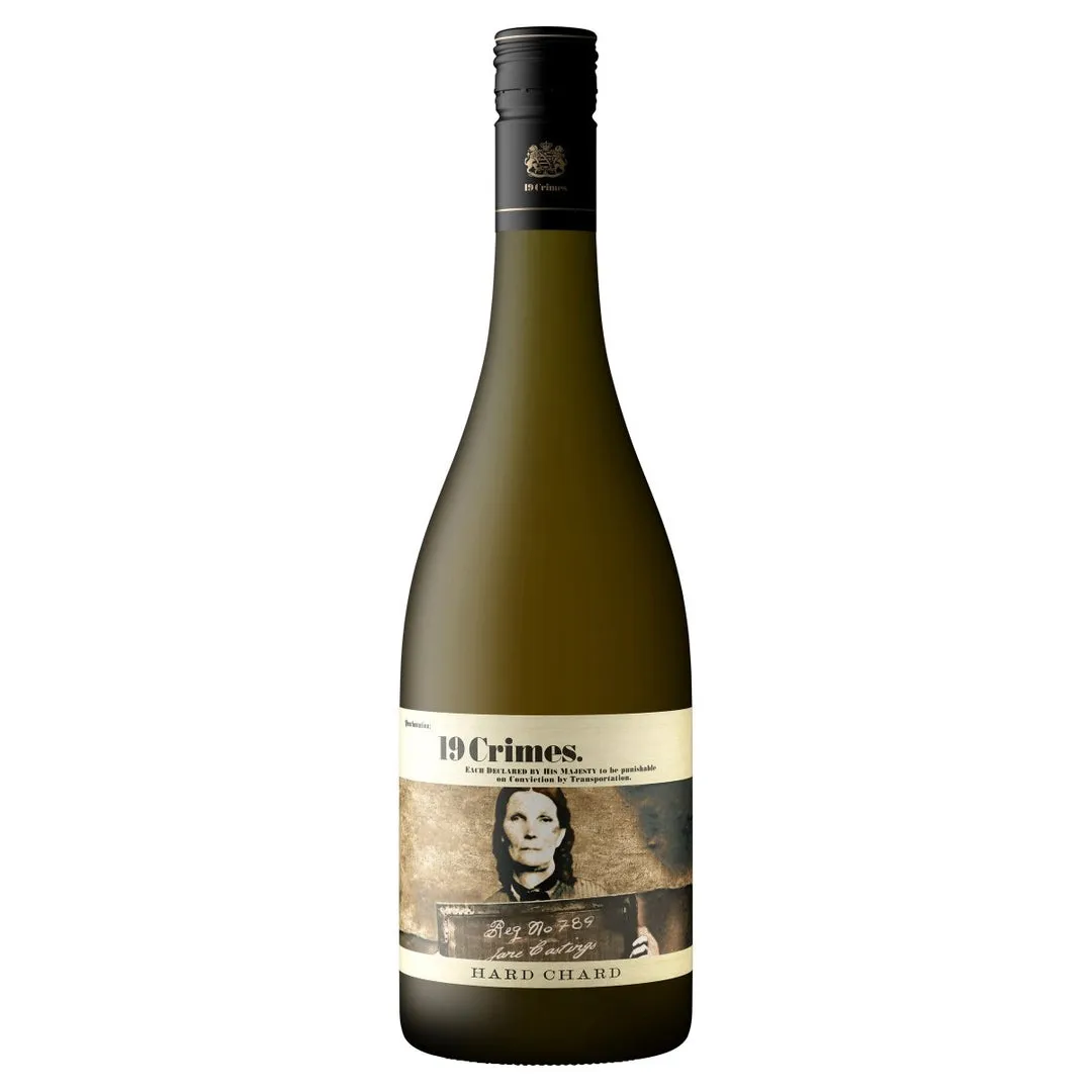 Vino Blanco 19 Crimes Hard Chard 750 ml - botella completa de frente