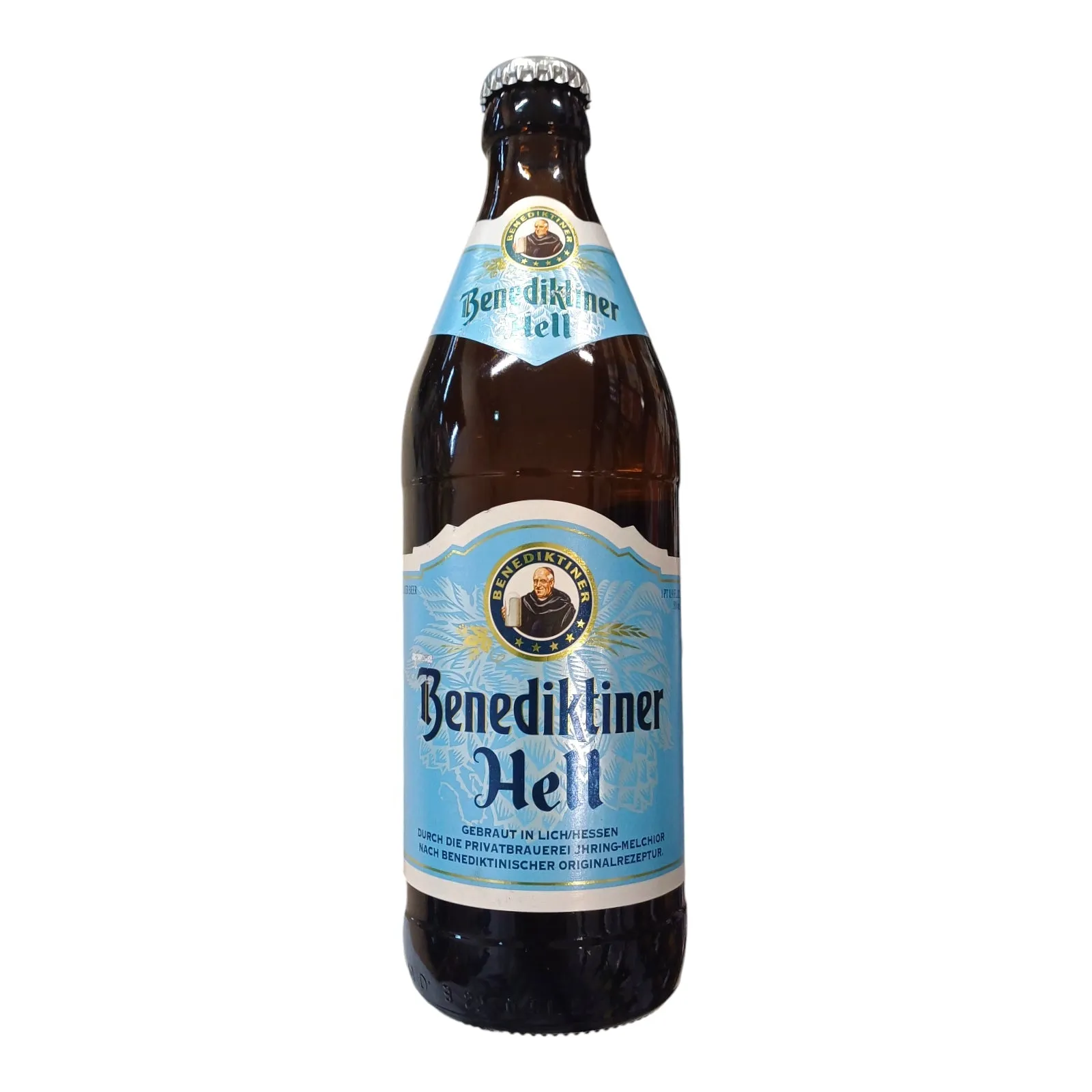 Cerveza Benediktiner Hell De Trigo - botella completa de frente