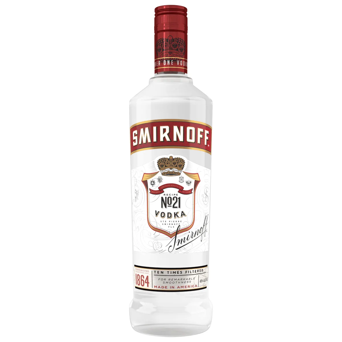 Vodka Smirnorff N°21 - botella completa de frente
