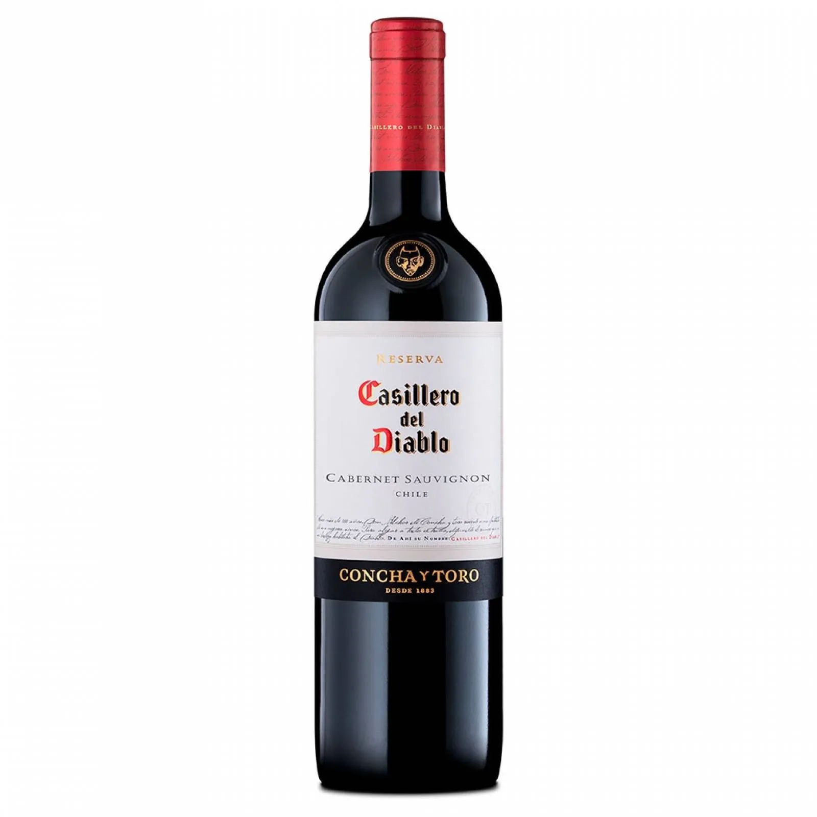 Vino Tinto Casillero del Diablo Reserve Cabernet Sauvignon - botella completa de frente