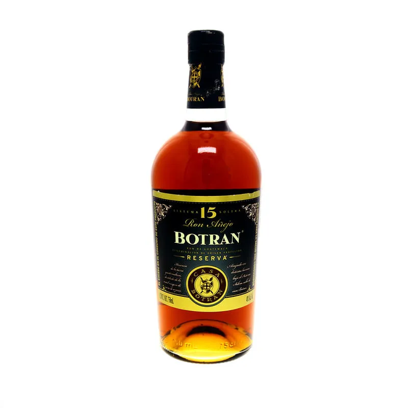 Ron Botran reserva 15 años - botella completa de frente