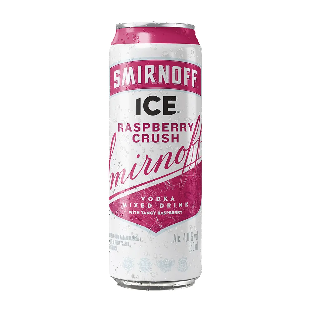 Smirnoff Ice Raspberry Crush lata - botella completa de frente