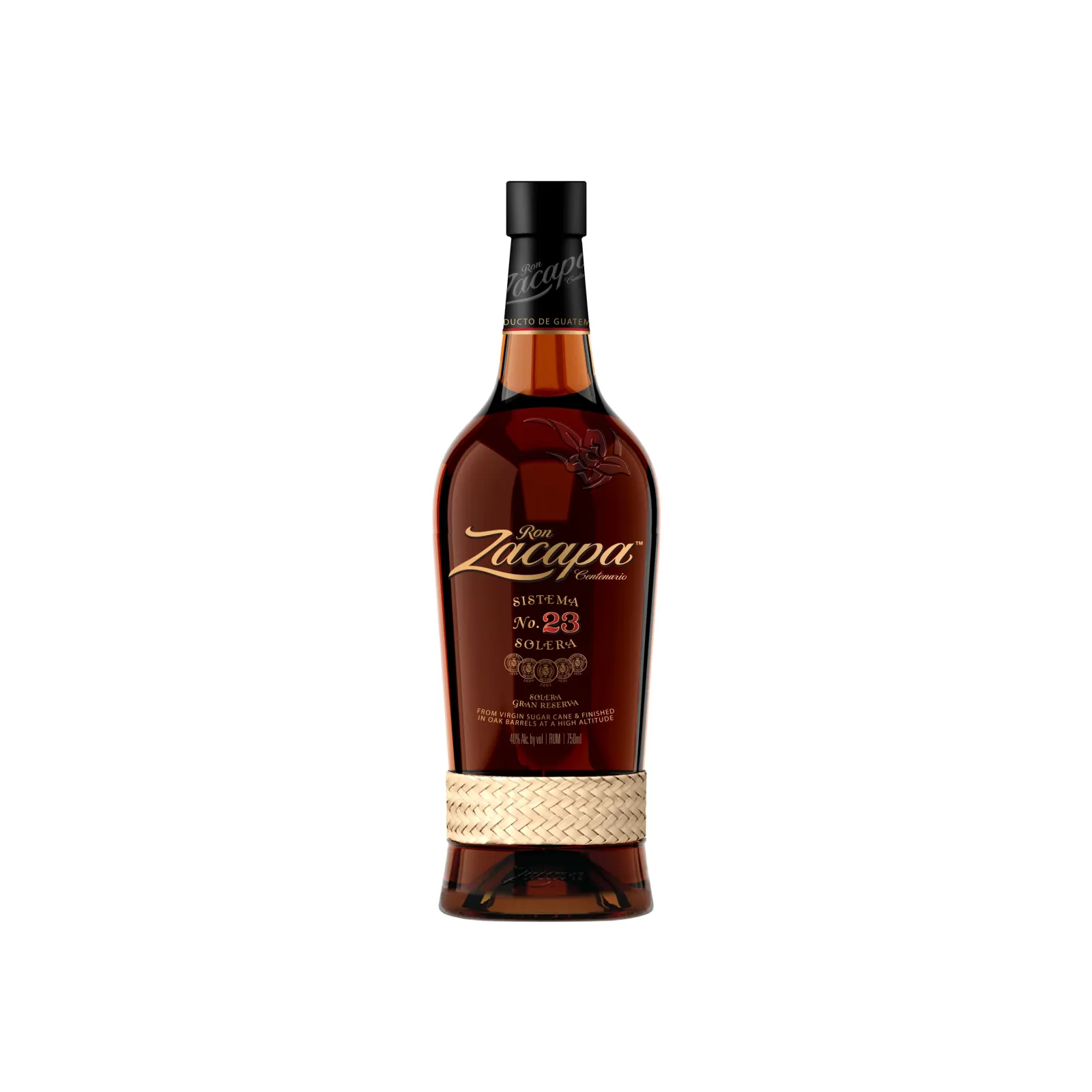 Ron Zacapa Solera 23 años - botella completa de frente