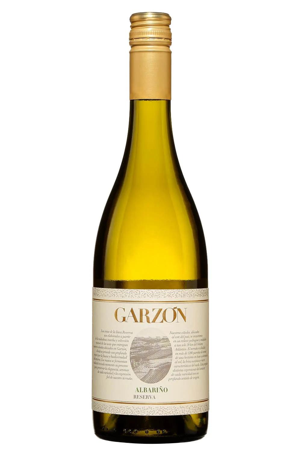 Vino Garzon Reserva Albarino 750 ml - botella completa de frente