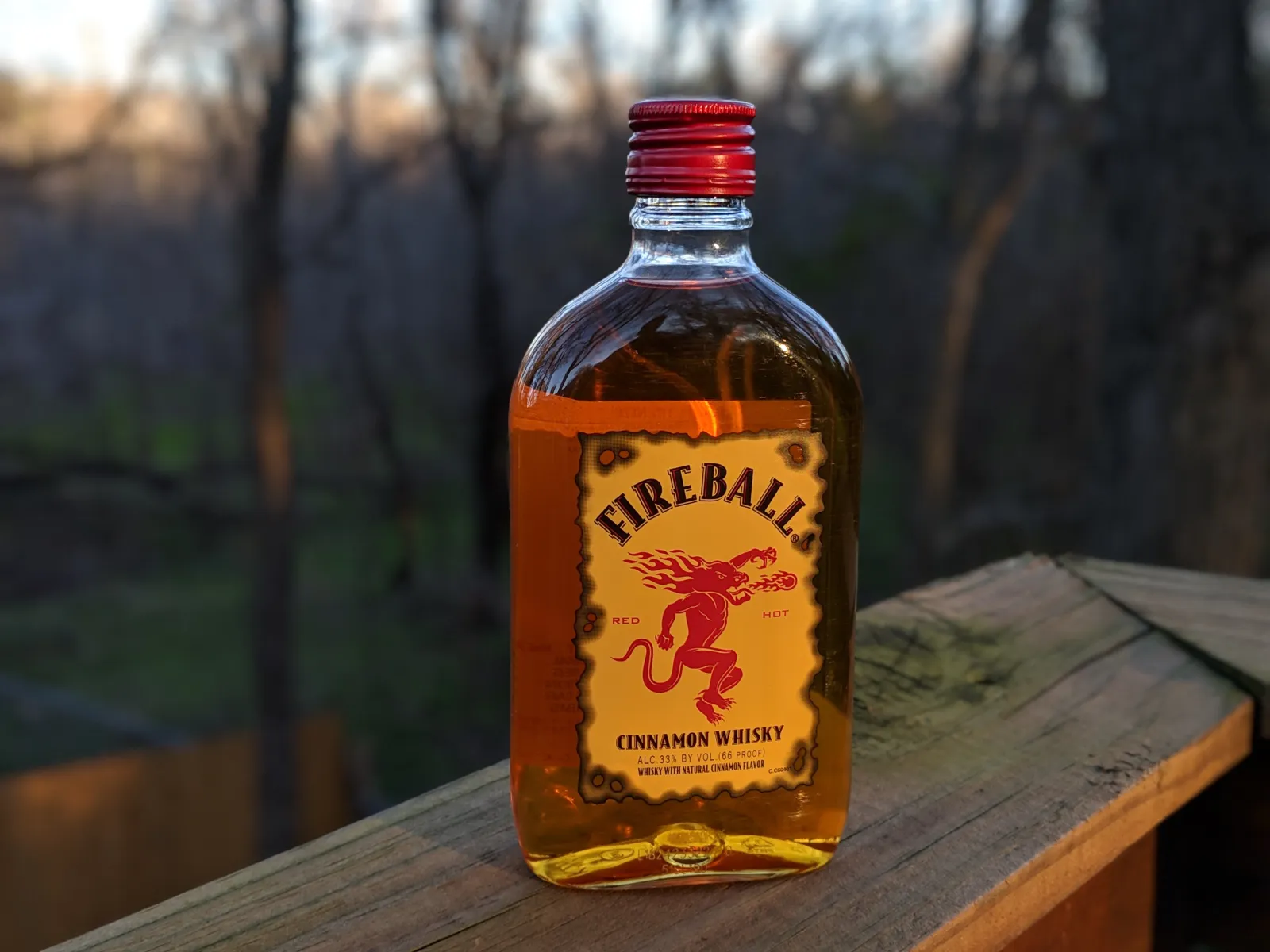 Whisky Fireball sabor canela - botella completa de frente