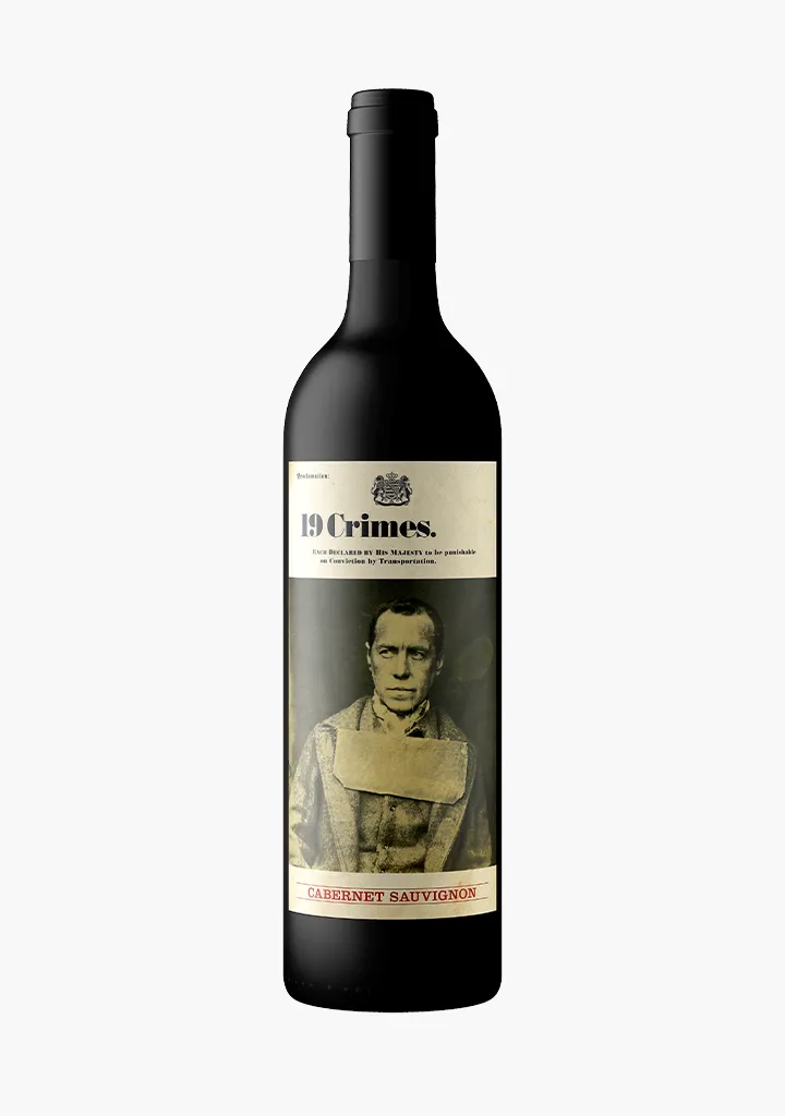 Vino 19 Crímes cabernet sauvignon - botella completa de frente