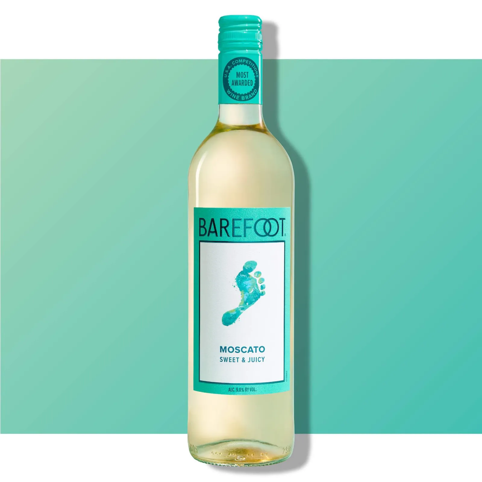 Vino Barefoot Moscato - botella completa de frente