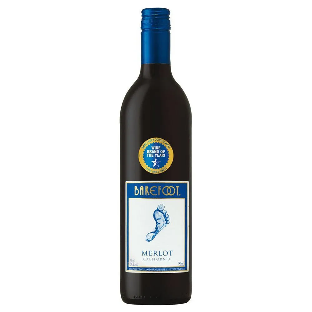 Vino Tinto Barefoot Merlot - botella completa de frente
