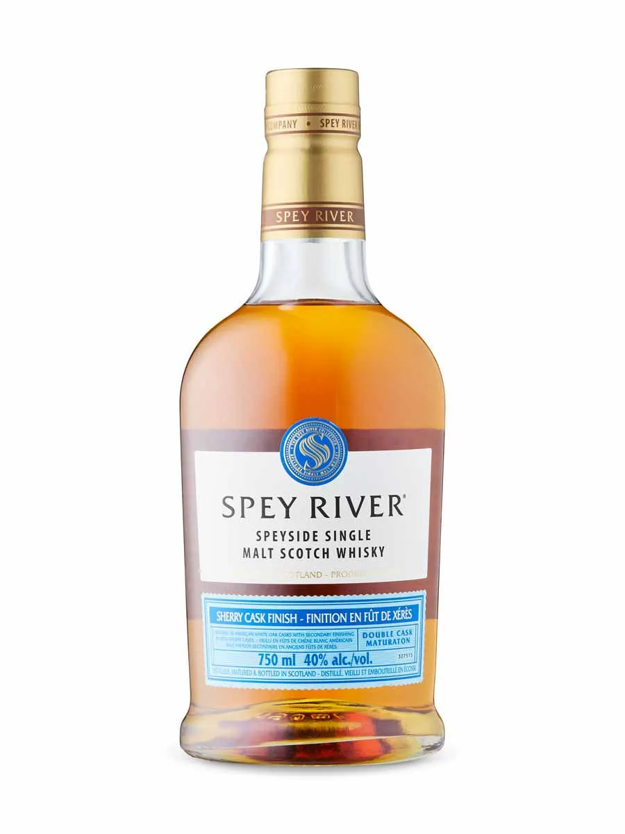 Wisky Spey River single malt sherry cask - botella completa de frente